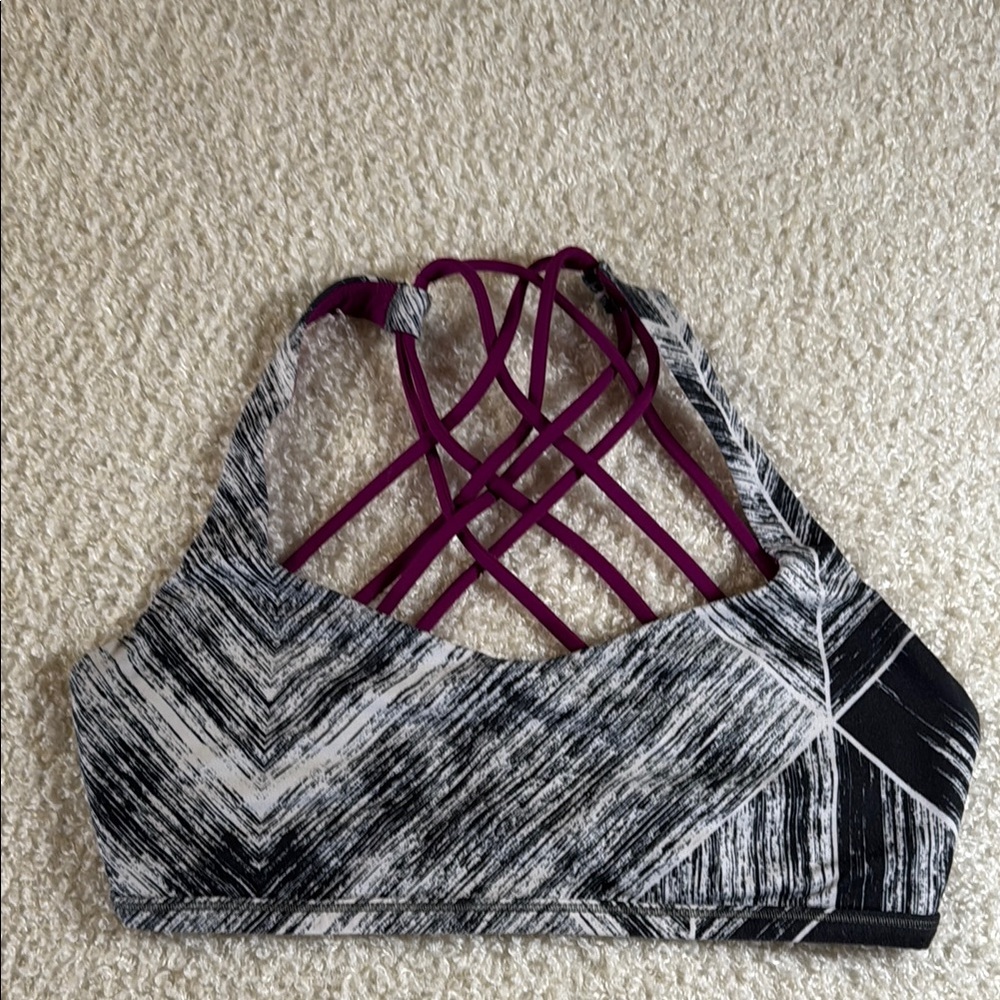 Lululemon Black and White Sports Bra with Crisscross Straps